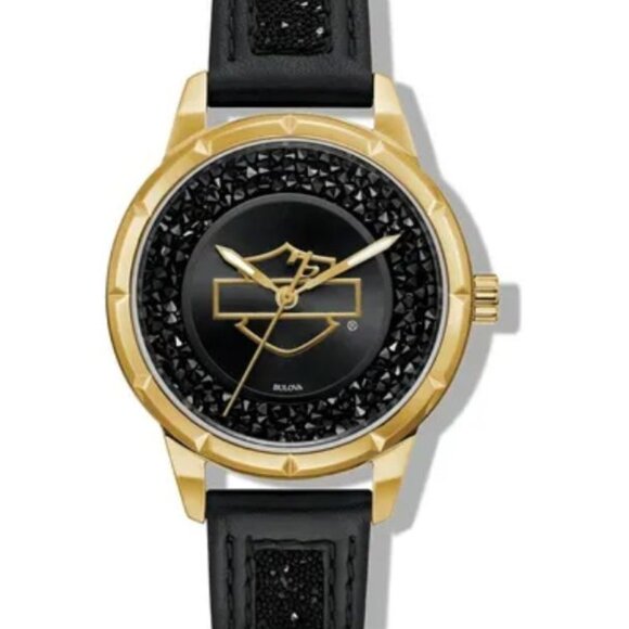 Bulova Harley Davidson Unisex Leather Band 36mm Watch, Brand New w/Tags and Box - Picture 3 of 7